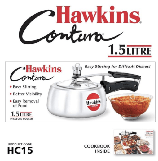 Hawkins Contura Aluminium Inner Lid Pressure Cooker, 1.5 Litre, Silver (HC15) - Image 3